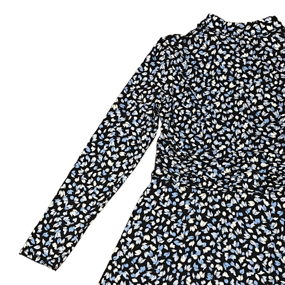 Hobbs London Nadina navy/white long sleeve petal print midi jersey dress - Picture 7 of 13